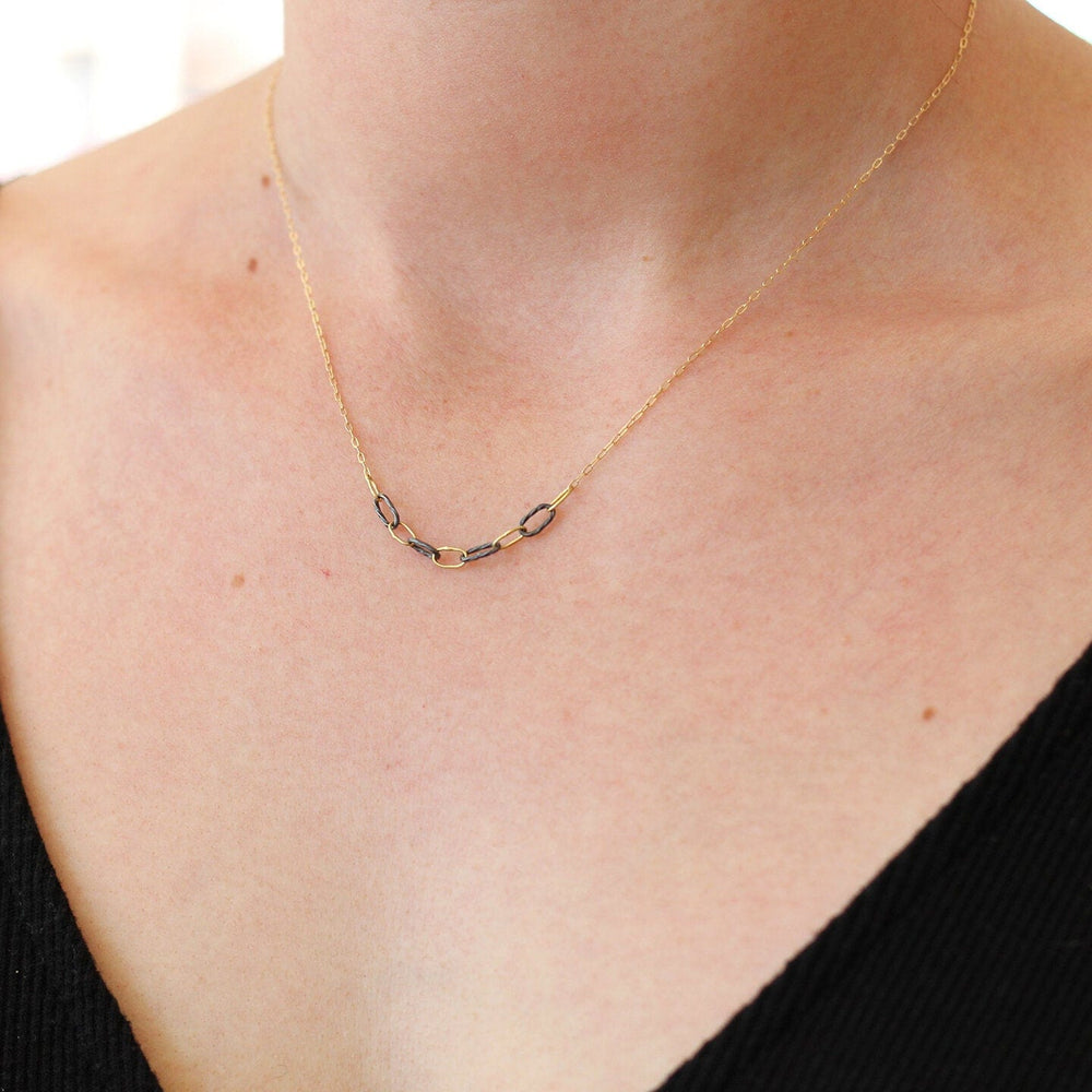 NKL-14K Two tone Baby Bowline Segment Necklace