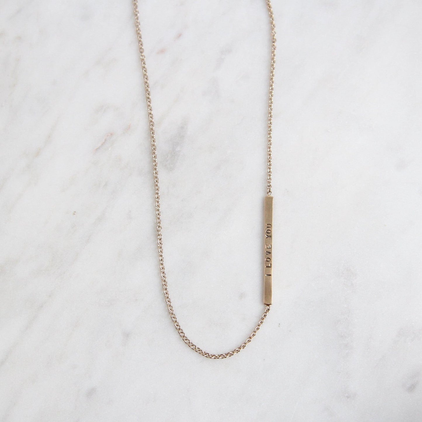 NKL-14K White Gold Chain with Yellow Gold 'I Love You' & 'XOXO' Bar