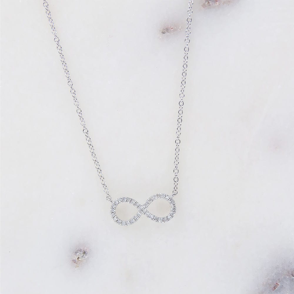 Load image into Gallery viewer, NKL-14K WHITE GOLD MINI INFINITY NECKLACE
