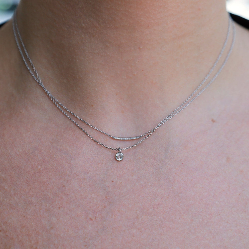 
                      
                        NKL-14K White Gold & White Topaz Solitaire Necklace
                      
                    