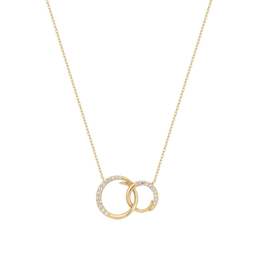 
                      
                        NKL-14K White Sapphire Interlinked Swirls Necklace
                      
                    