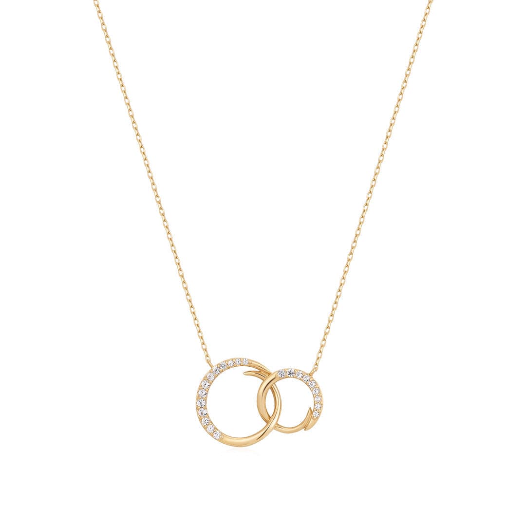 NKL-14K White Sapphire Interlinked Swirls Necklace