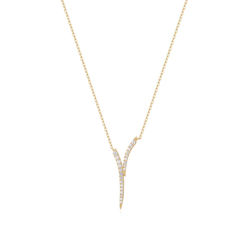 
                      
                        NKL-14K White Sapphire Plunge Necklace
                      
                    