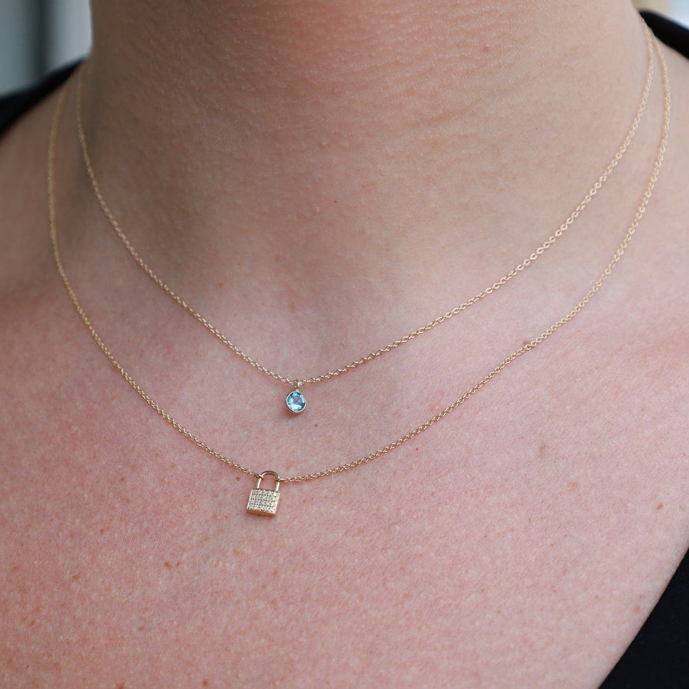 NKL-14K Yellow Gold & Dark Blue Topaz Solitaire Necklace