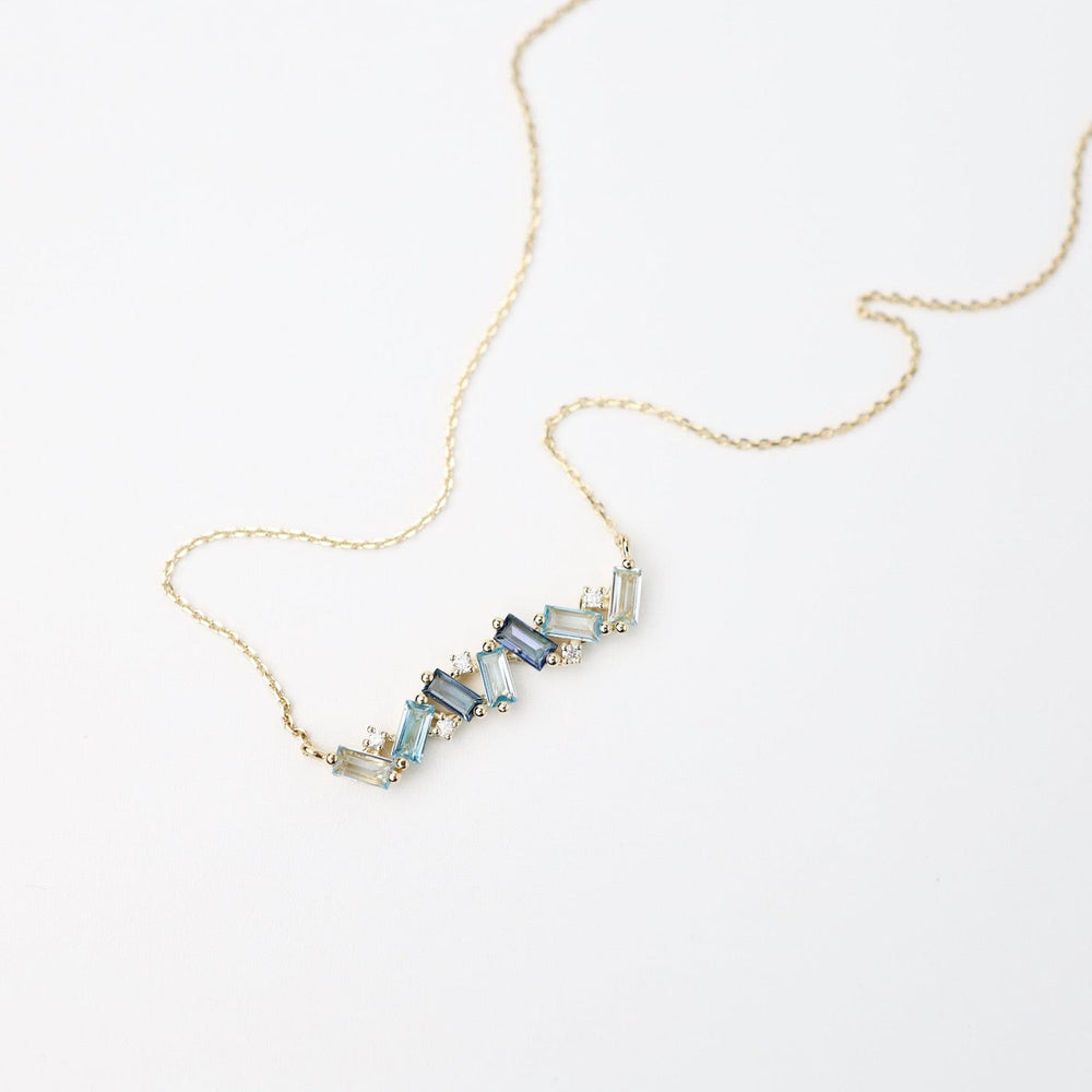 
                  
                    NKL-14K Yellow Gold Frenesia Mixed Blue Topaz Bar Necklace
                  
                