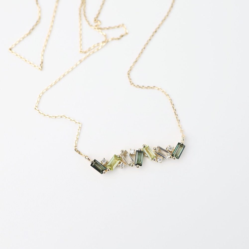 
                  
                    NKL-14K Yellow Gold Frenesia Mixed Green Topaz Bar Necklace
                  
                