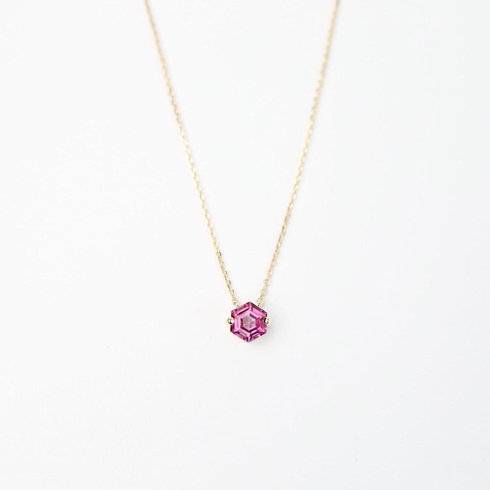 
                      
                        NKL-14K Yellow Gold Hexagon Pink Topaz Necklace
                      
                    