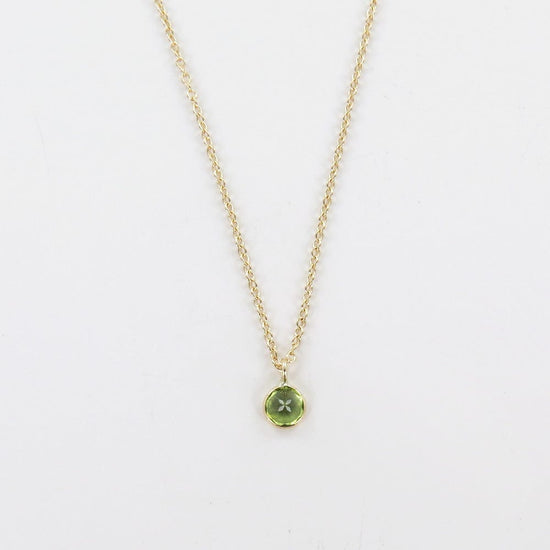 NKL-14K Yellow Gold & Peridot Solitaire Necklace