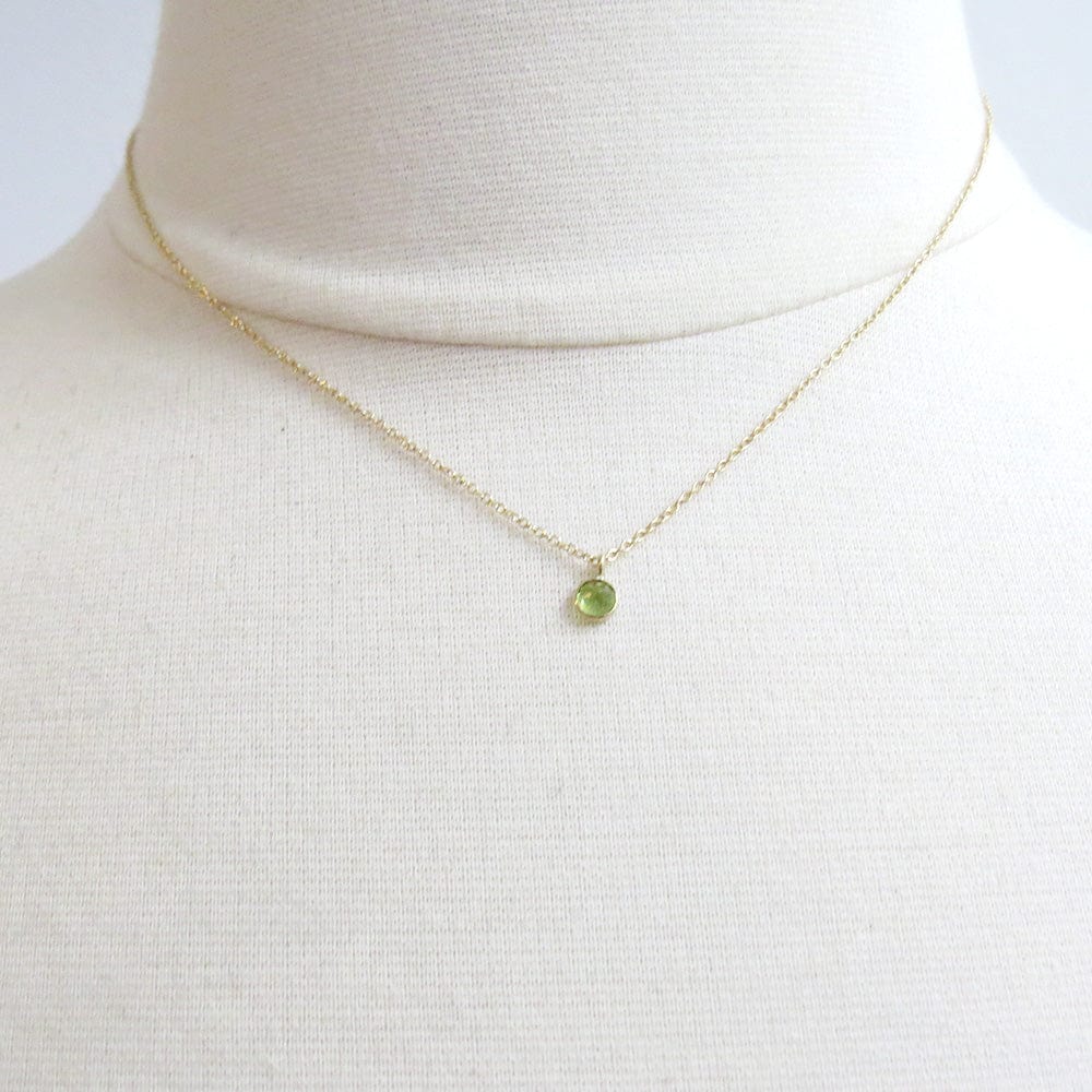 NKL-14K Yellow Gold & Peridot Solitaire Necklace