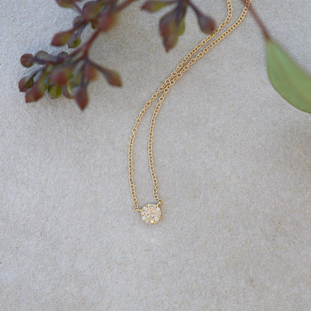 
                      
                        NKL-14K Yellow Gold Petite Pave Diamond Circle Necklace
                      
                    