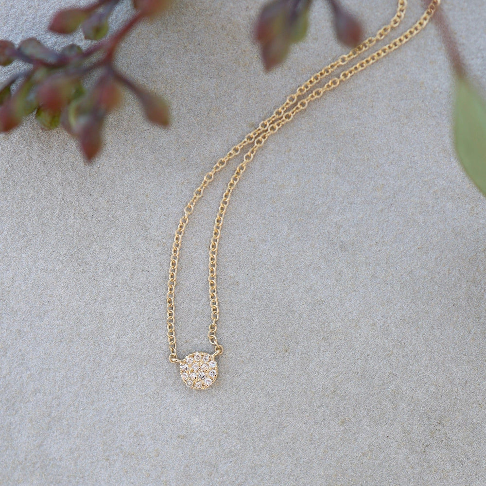 
                      
                        NKL-14K Yellow Gold Petite Pave Diamond Circle Necklace
                      
                    