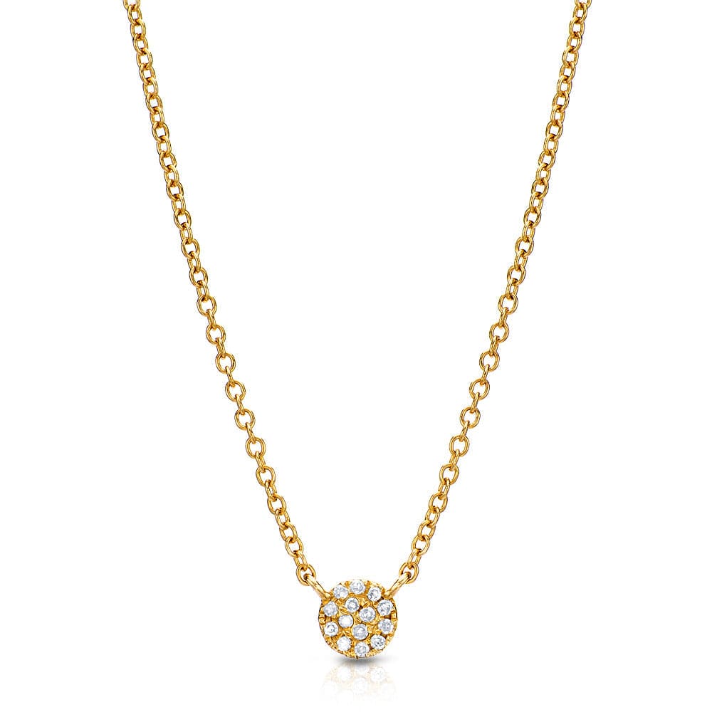 NKL-14K Yellow Gold Petite Pave Diamond Circle Necklace