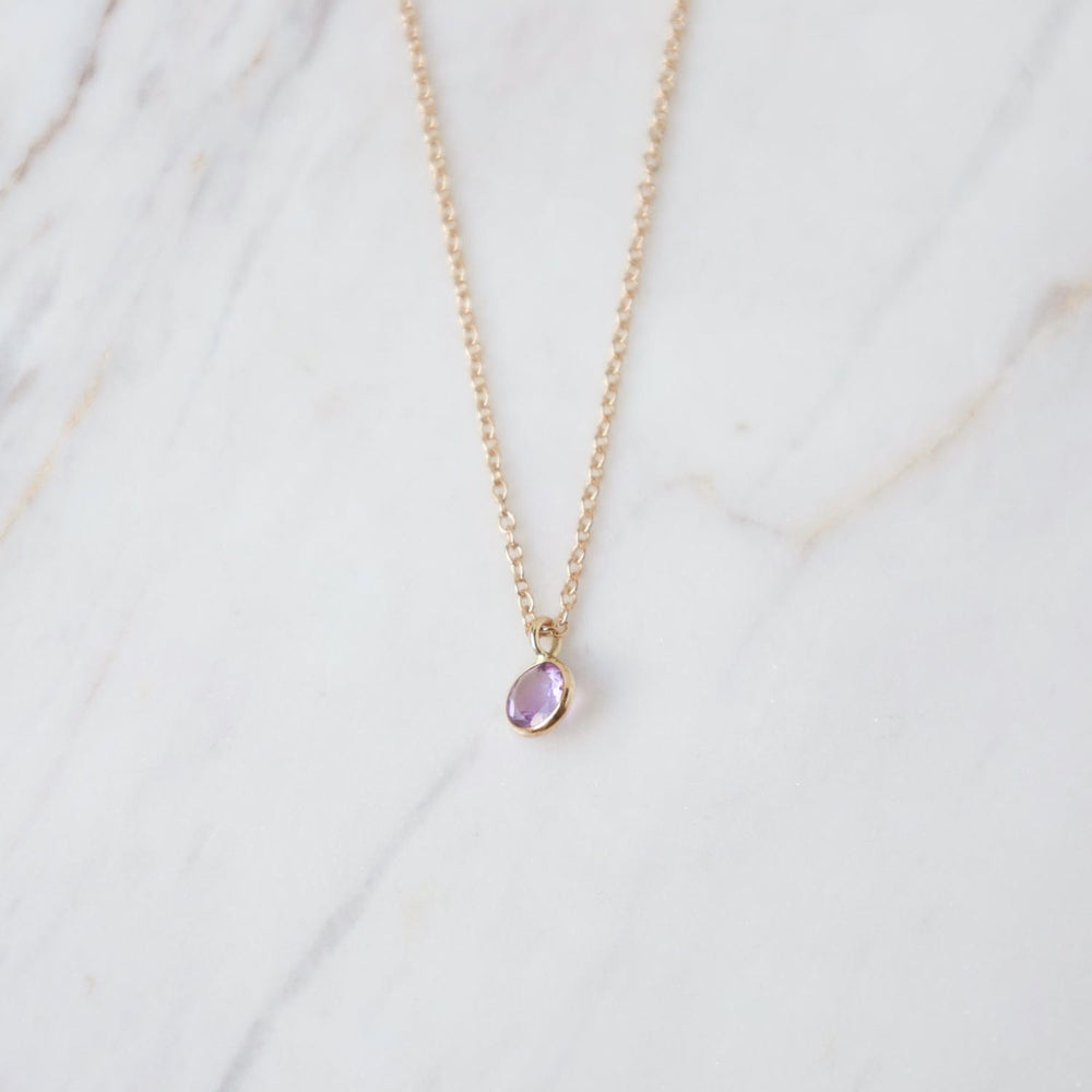 
                      
                        NKL-14K Yellow Gold & Pink Amethyst Solitaire Necklace
                      
                    