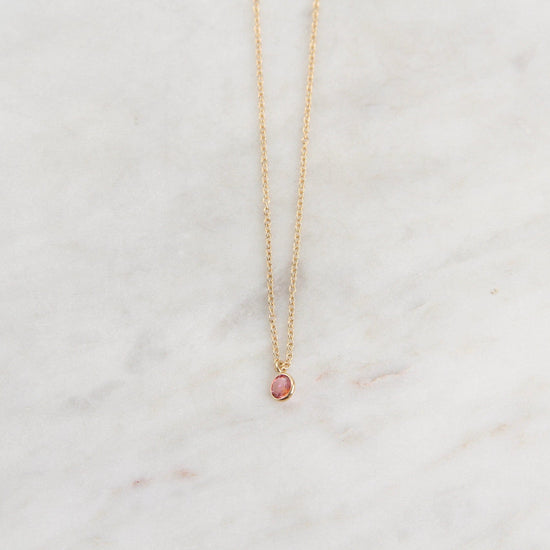 NKL-14K Yellow Gold & Pink Tourmaline Solitaire Necklace