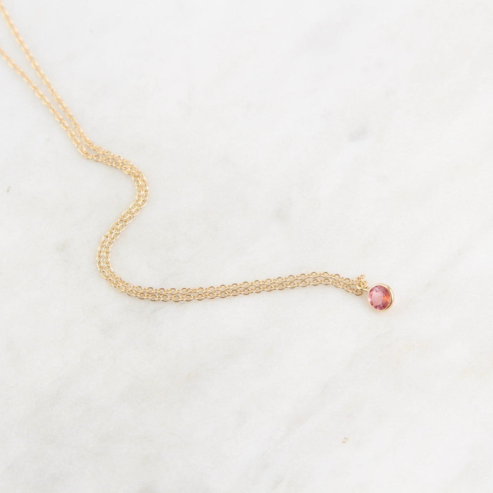 
                  
                    NKL-14K Yellow Gold & Pink Tourmaline Solitaire Necklace
                  
                