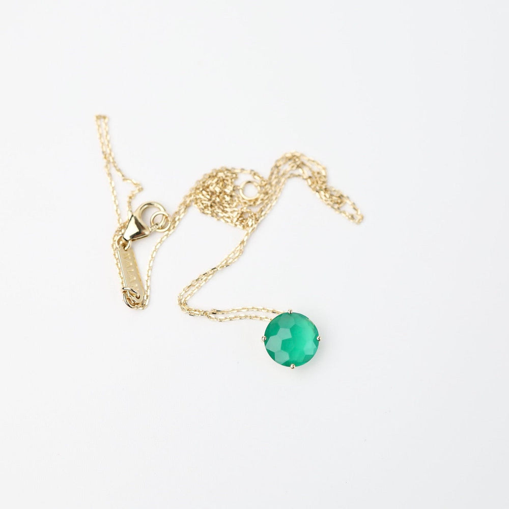 
                  
                    NKL-14K Yellow Gold Round Green Onyx Necklace
                  
                