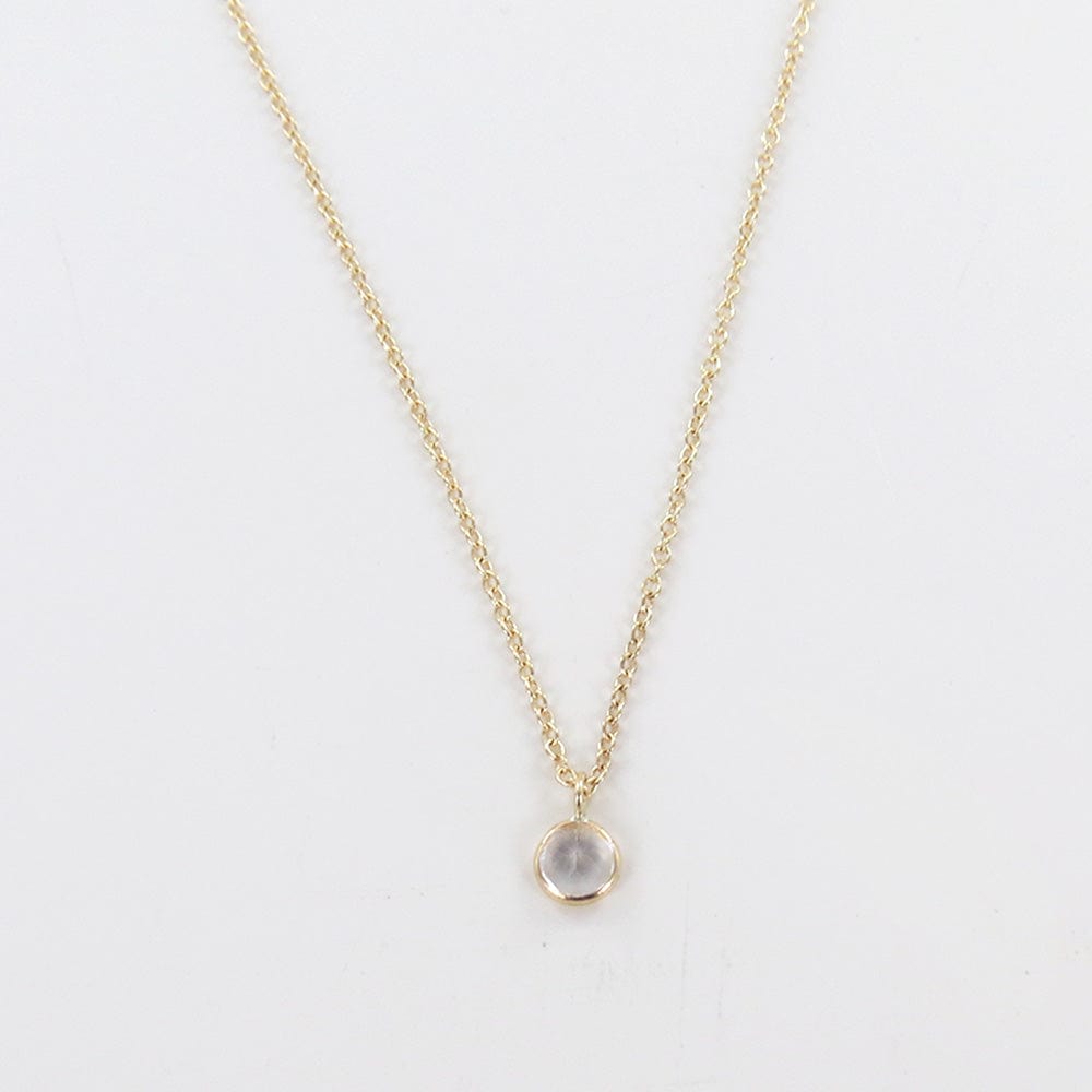 NKL-14K Yellow Gold & White Topaz Solitaire Necklace