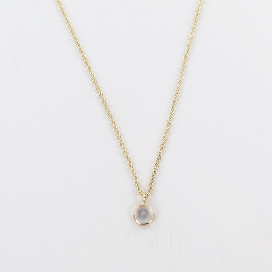 NKL-14K Yellow Gold & White Topaz Solitaire Necklace