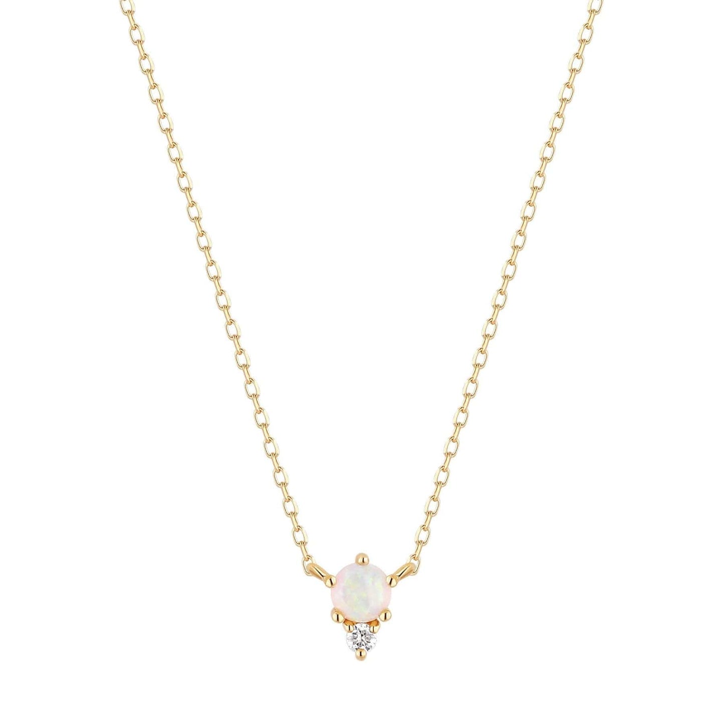 NKL-14K ZENA  Opal and Diamond Necklace