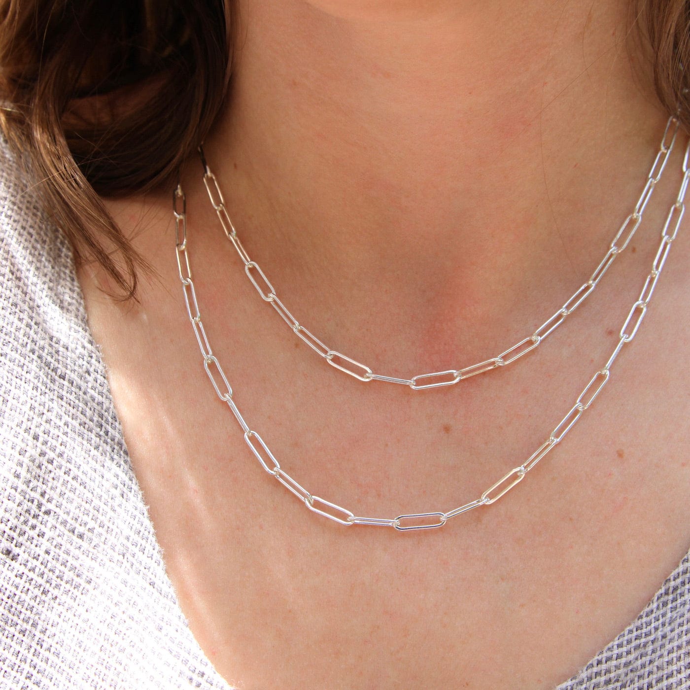 Paper-clip chain necklace, Silver – katierosejewellery