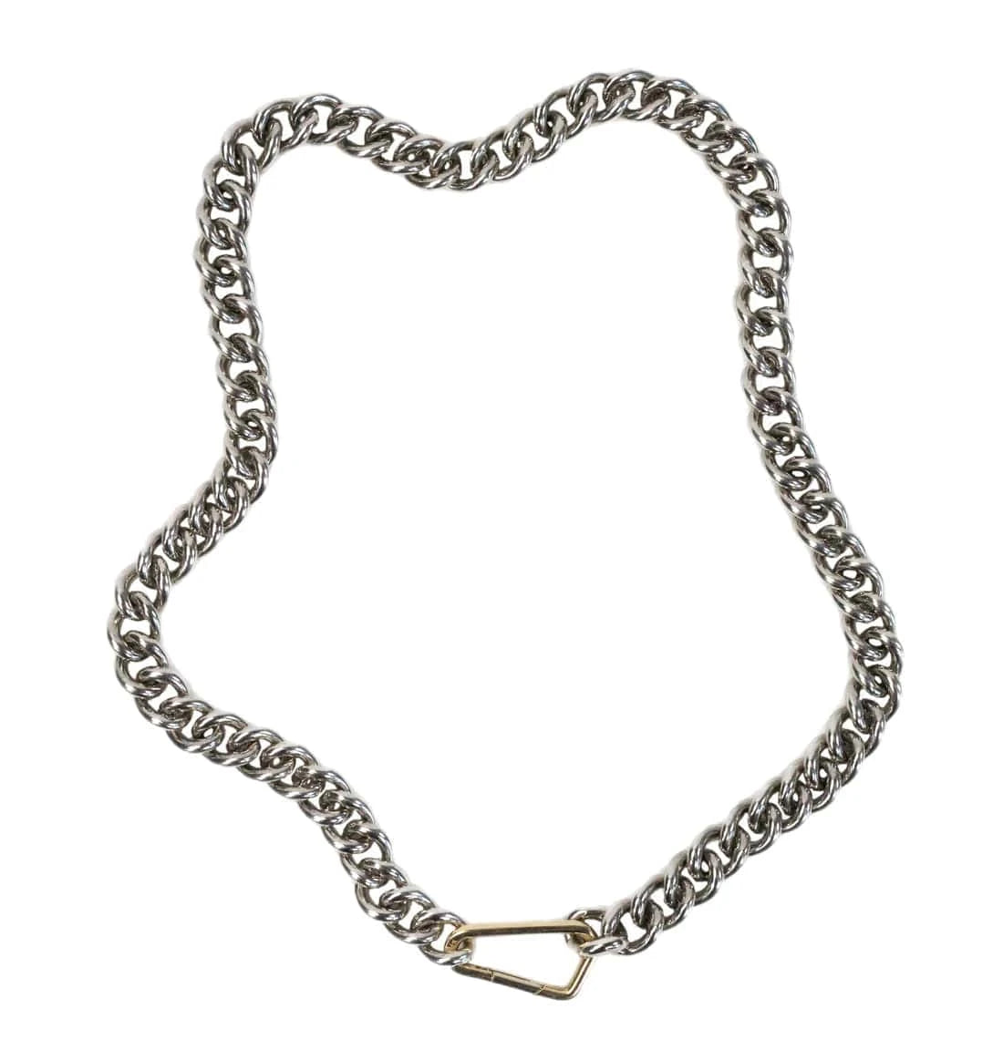 NKL 18inch Carabiner Curb Chain with Large Yellow Gold