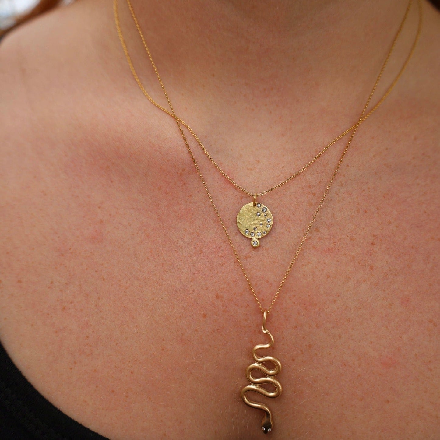 Stardust Medium Flower 18K Green Gold & Diamond Pendant Necklace
