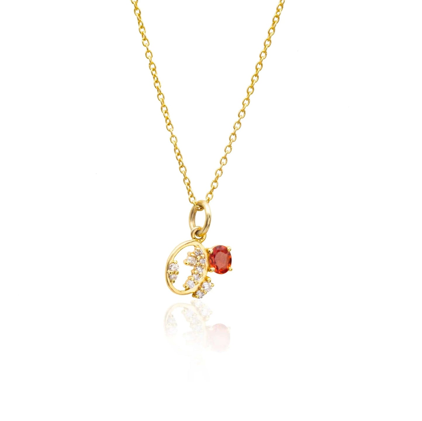 NKL-18K 18k Gold Kybele Pendant - Orange Sapphire & Diamon