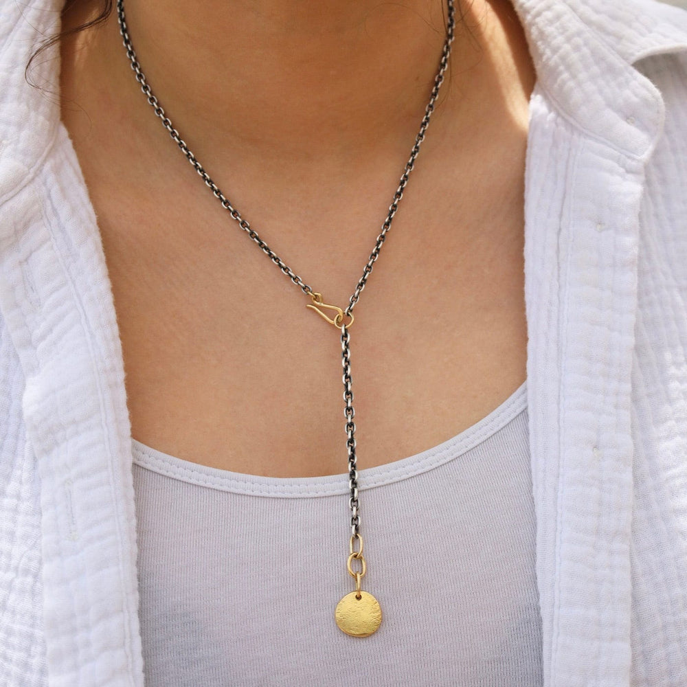 
                  
                    NKL-18K 18k Golden Medallion Lariat Necklace
                  
                