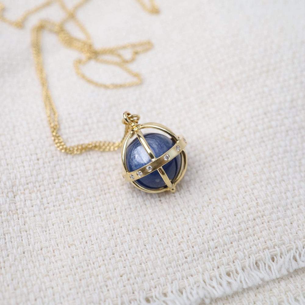 
                      
                        NKL-18K 18K  Large Cage Necklace with Gemstone Ball - Kyanite
                      
                    