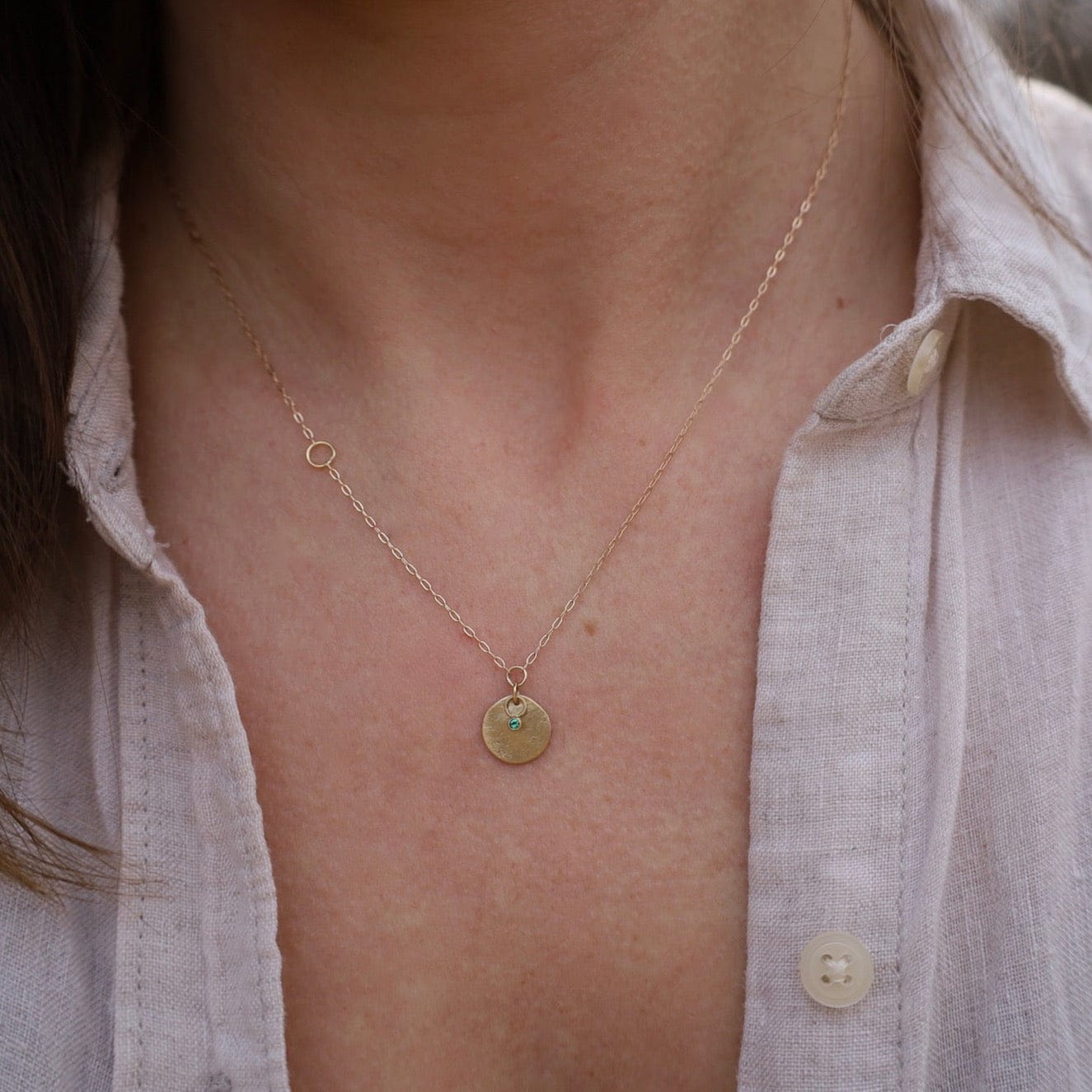 18k Mini Astrid Necklace with Emerald – Dandelion Jewelry