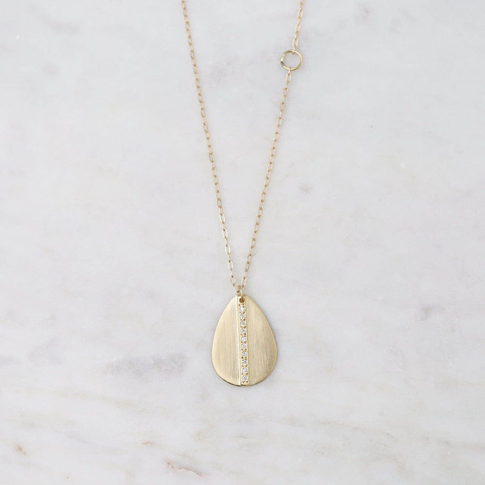 NKL-18K 18k Mod Pavé Teardrop Necklace