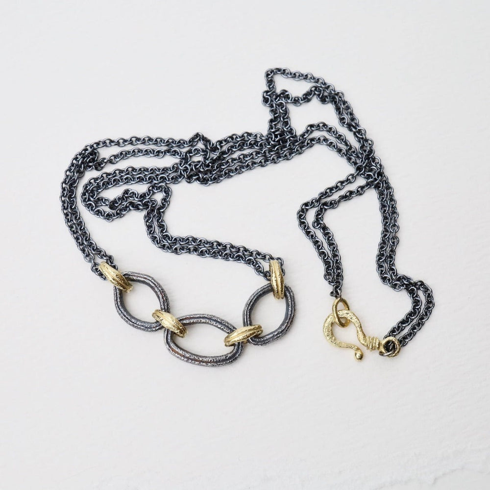 
                  
                    NKL-18K 18k & Oxidized Silver Organic Link Necklace
                  
                