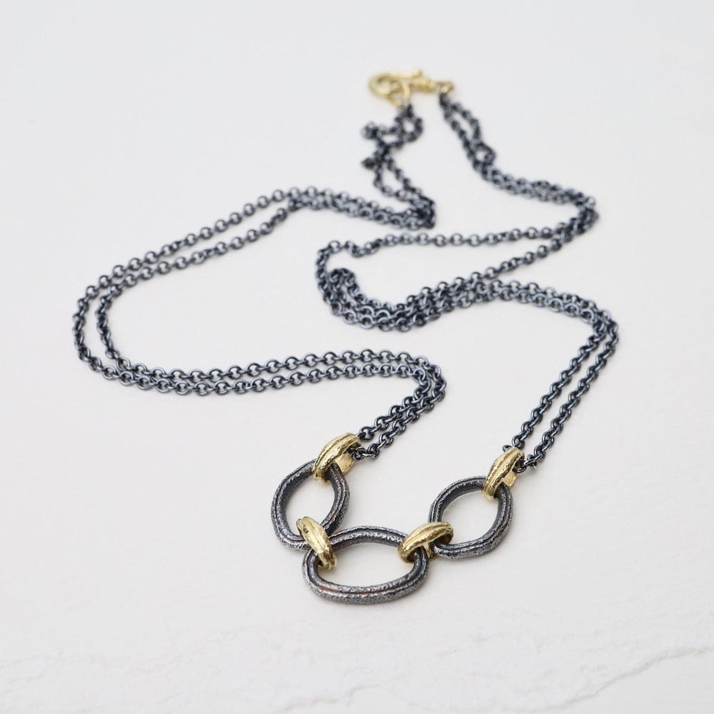 
                  
                    NKL-18K 18k & Oxidized Silver Organic Link Necklace
                  
                