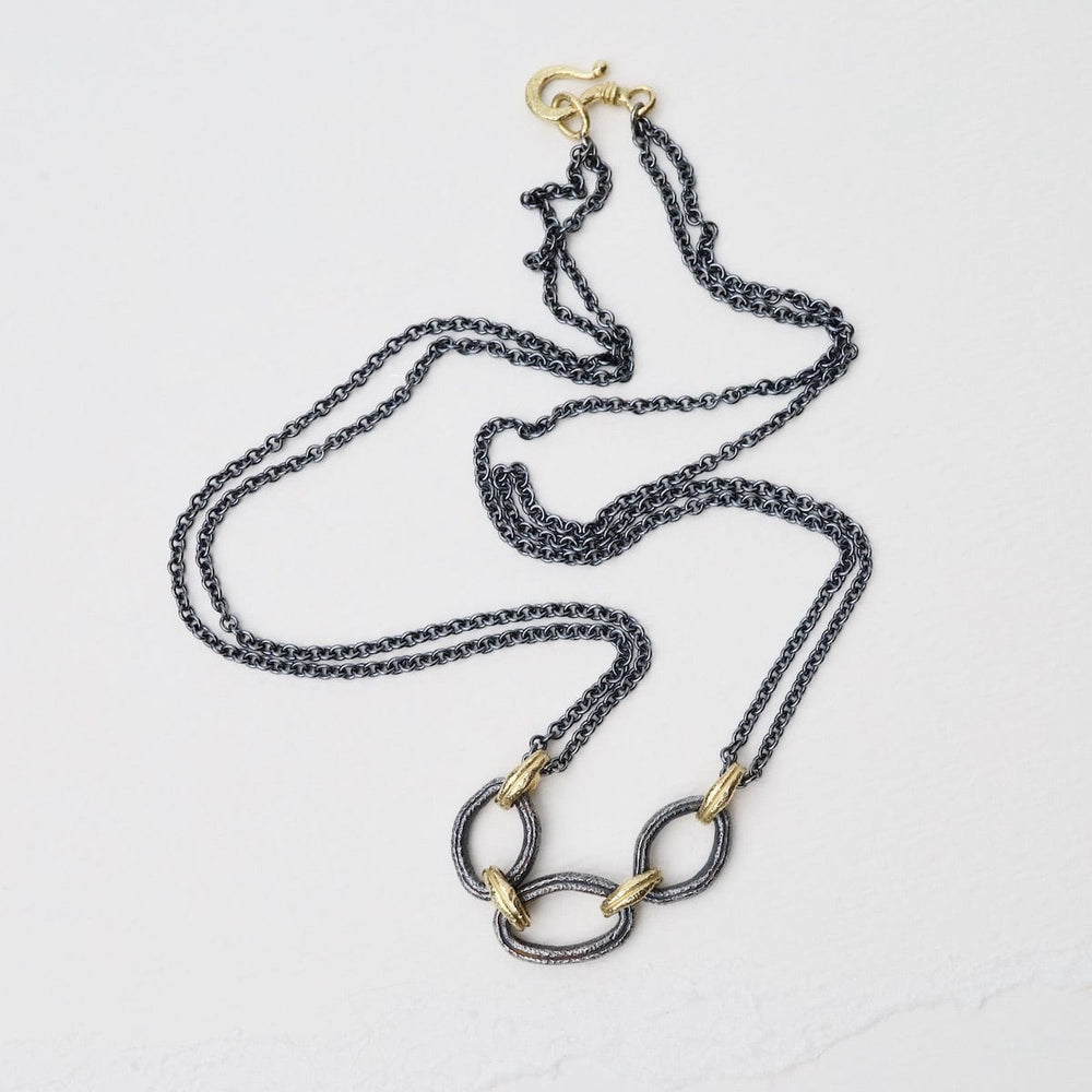 
                  
                    NKL-18K 18k & Oxidized Silver Organic Link Necklace
                  
                