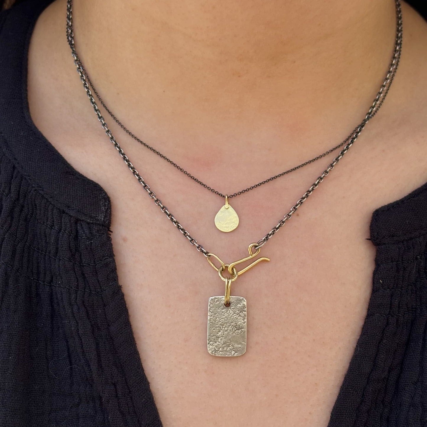 NKL-18K 18k Tiny Parchment Teardrop Necklace