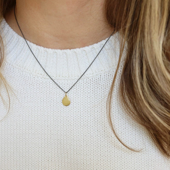 Load image into Gallery viewer, NKL-18K 18k Tiny Parchment Teardrop Necklace
