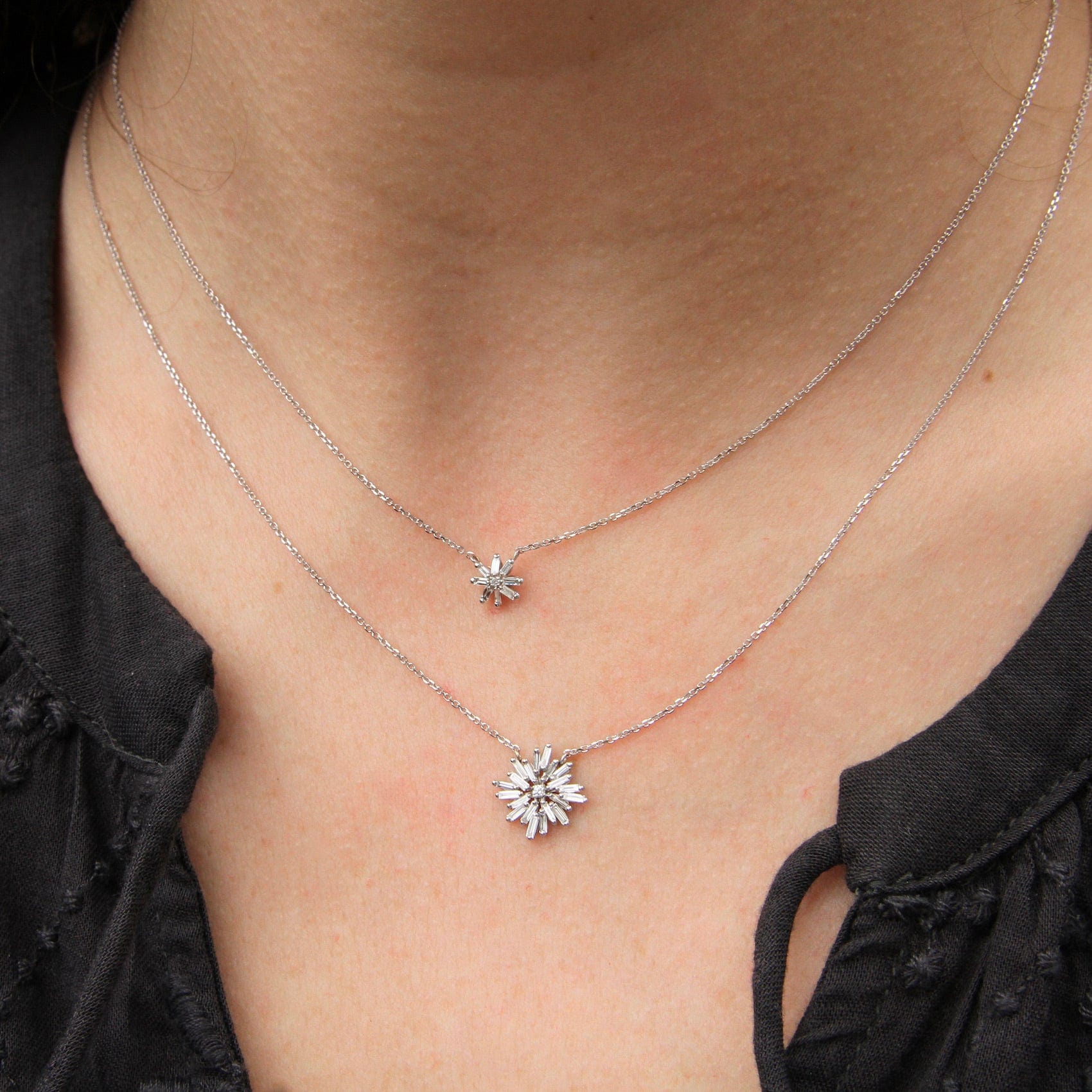 18k White Gold Mini Diamond Star Necklace – Dandelion Jewelry