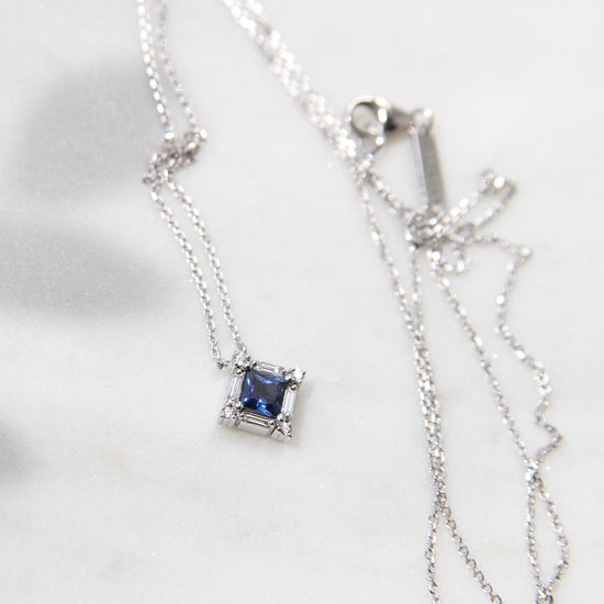 NKL-18K 18k White Gold Sapphire & Diamond Necklace