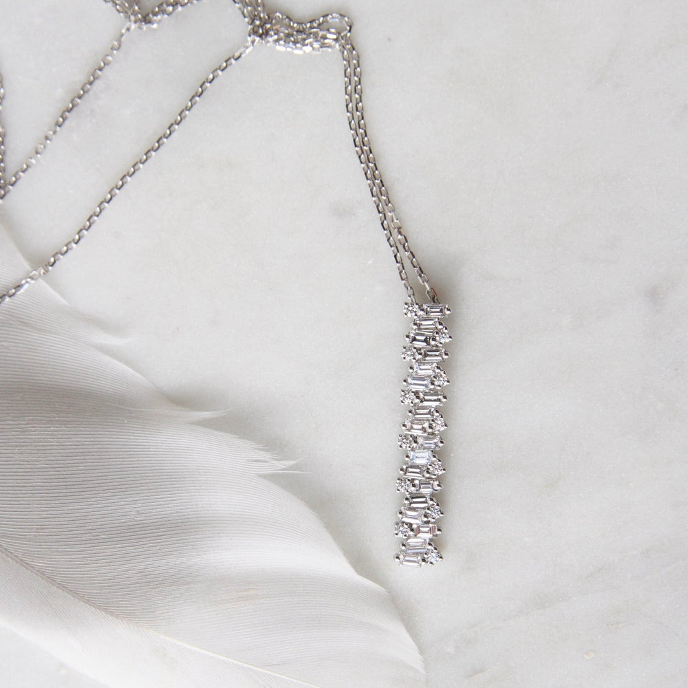 
                  
                    NKL-18K 18k White Gold Vertical Diamond Baguette Bar Necklace
                  
                