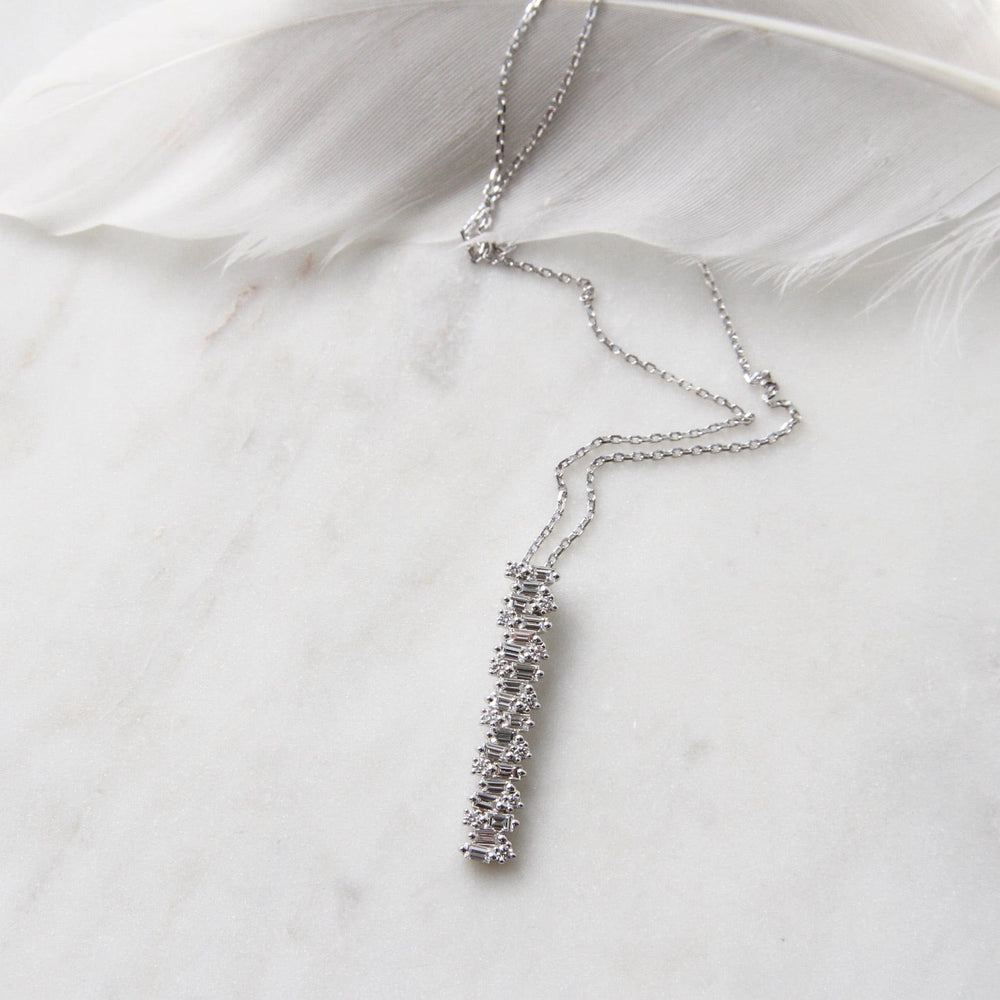 
                  
                    NKL-18K 18k White Gold Vertical Diamond Baguette Bar Necklace
                  
                