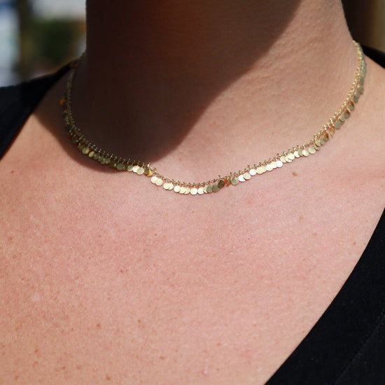 Load image into Gallery viewer, NKL-18K 18k Yellow Gold Fully Dotted Necklace
