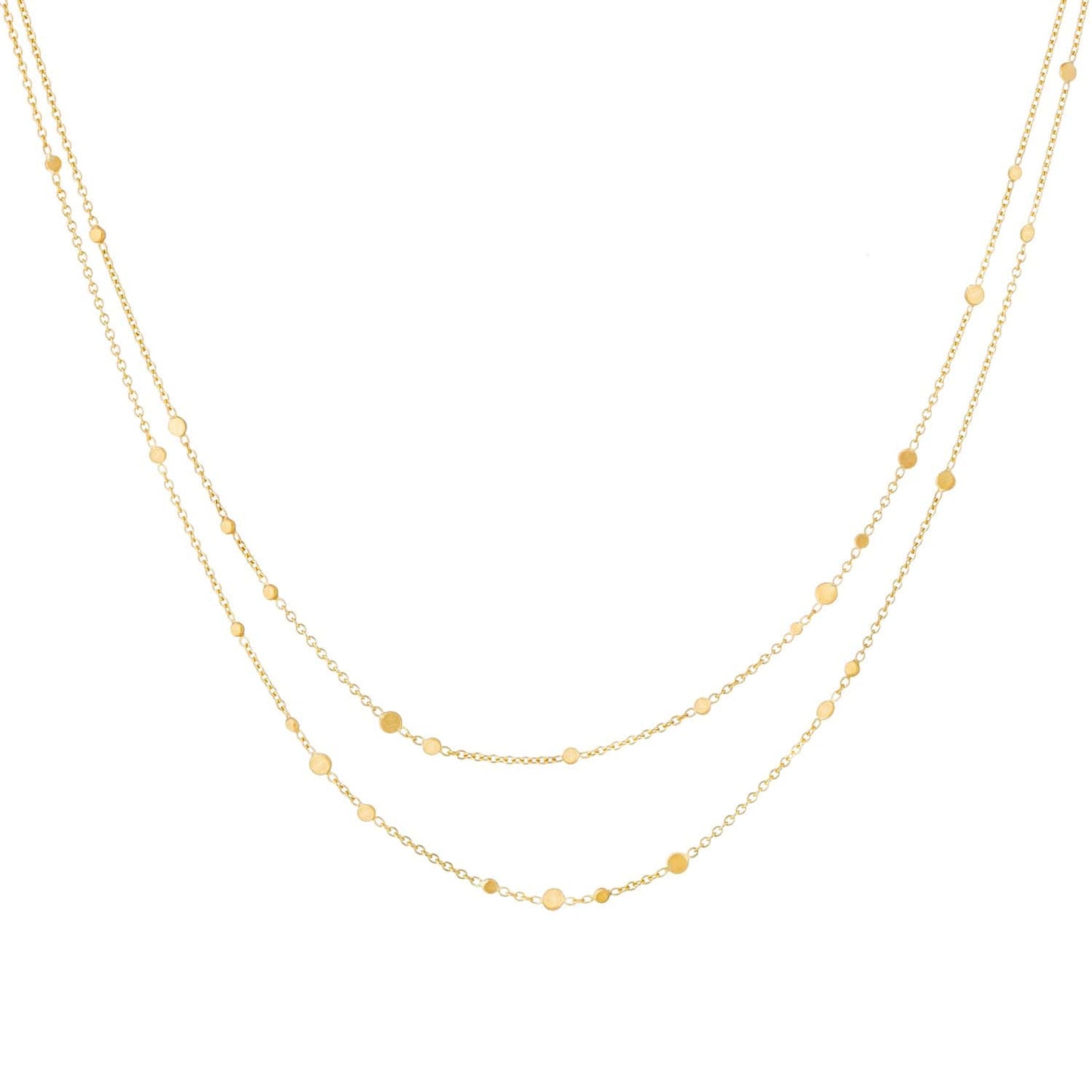 NKL-18K 18k Yellow Gold Scattered Dust Double Chain Necklace