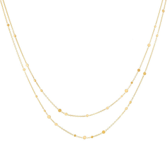 NKL-18K 18k Yellow Gold Scattered Dust Double Chain Necklace