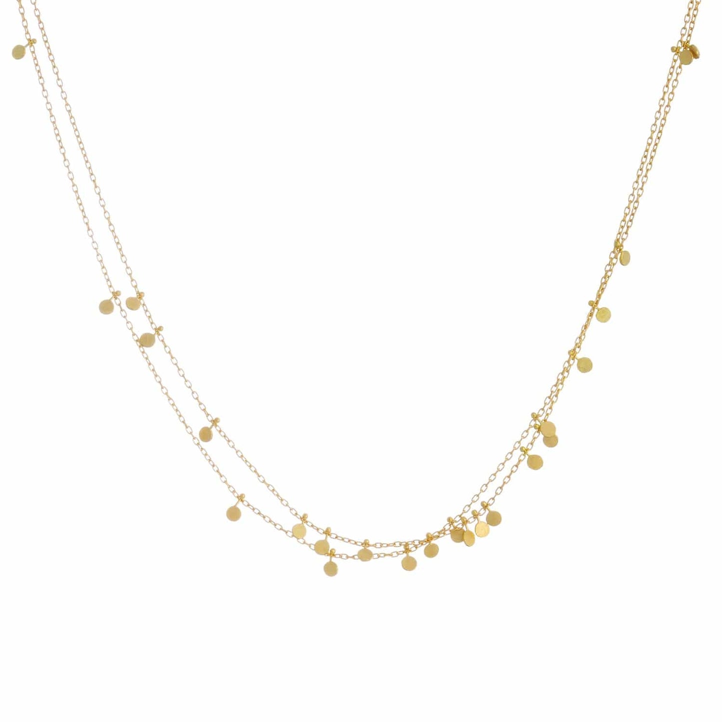 NKL-18K 18k Yellow Gold Tiny Dots Double Chain Necklace