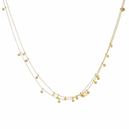 NKL-18K 18k Yellow Gold Tiny Dots Double Chain Necklace