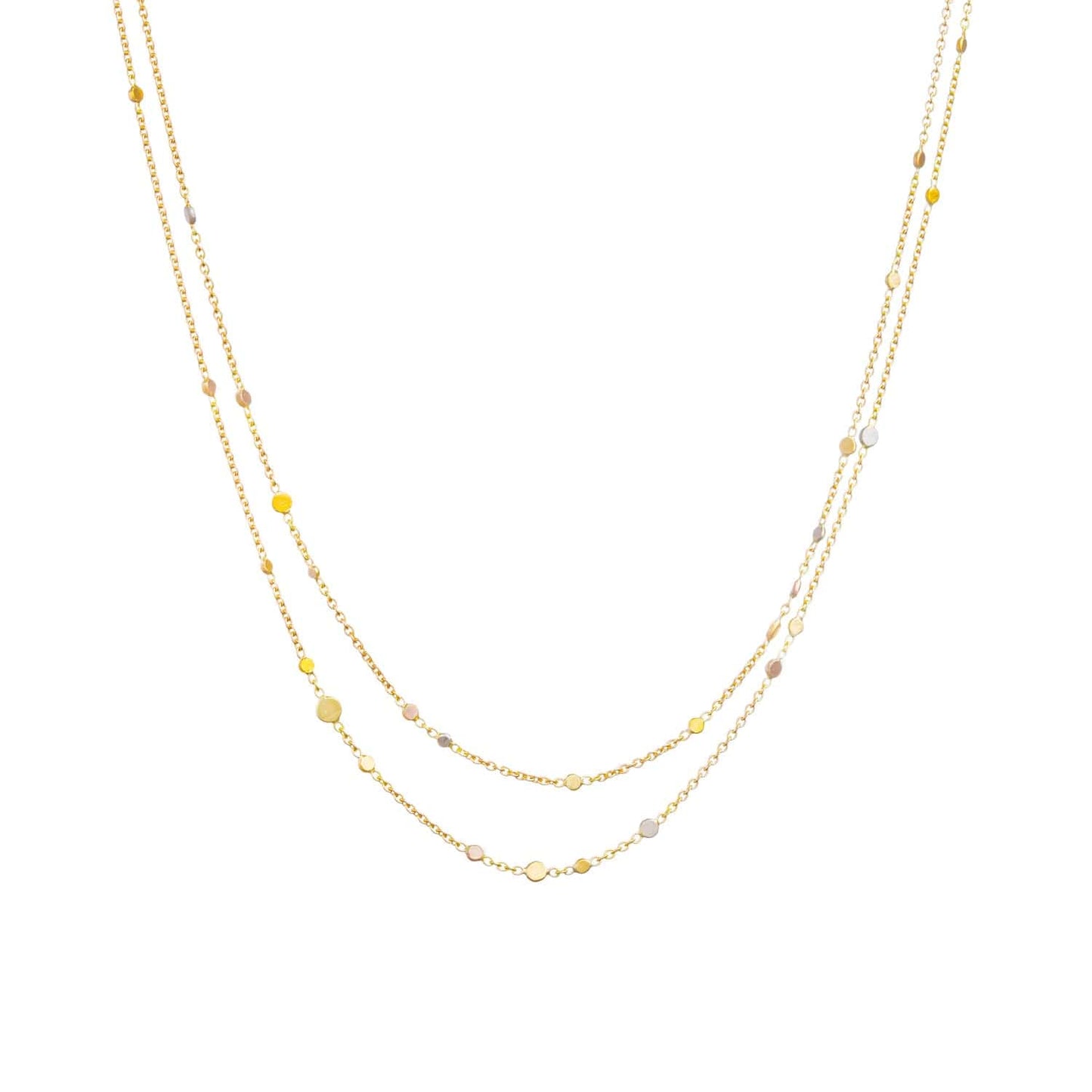 Load image into Gallery viewer, NKL-18K 18k Yellow &amp;amp; Rainbow Gold Scattered Rainbow Dust Double Necklace
