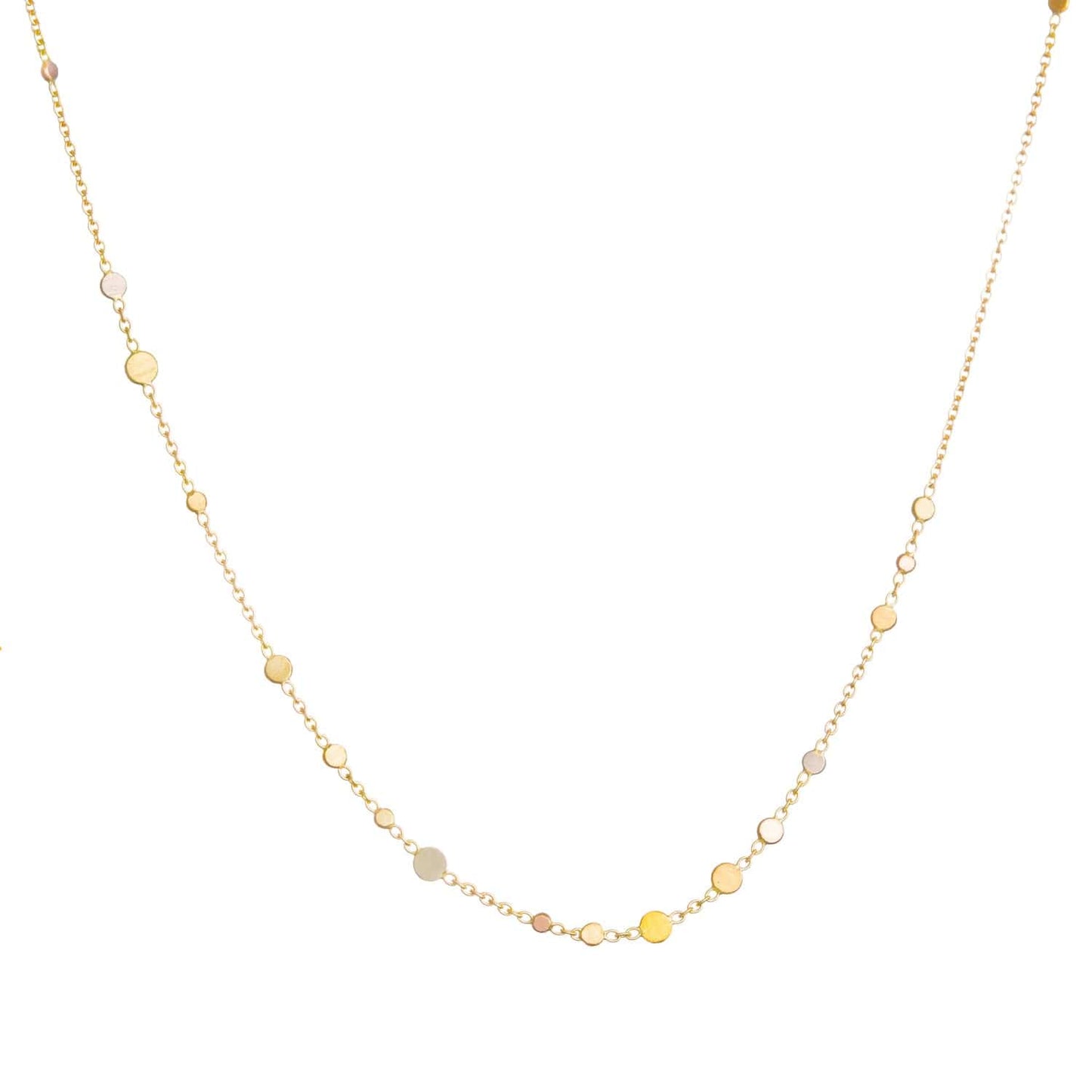NKL-18K 18k Yellow & Rainbow Gold Scattered Rainbow Dust Necklace