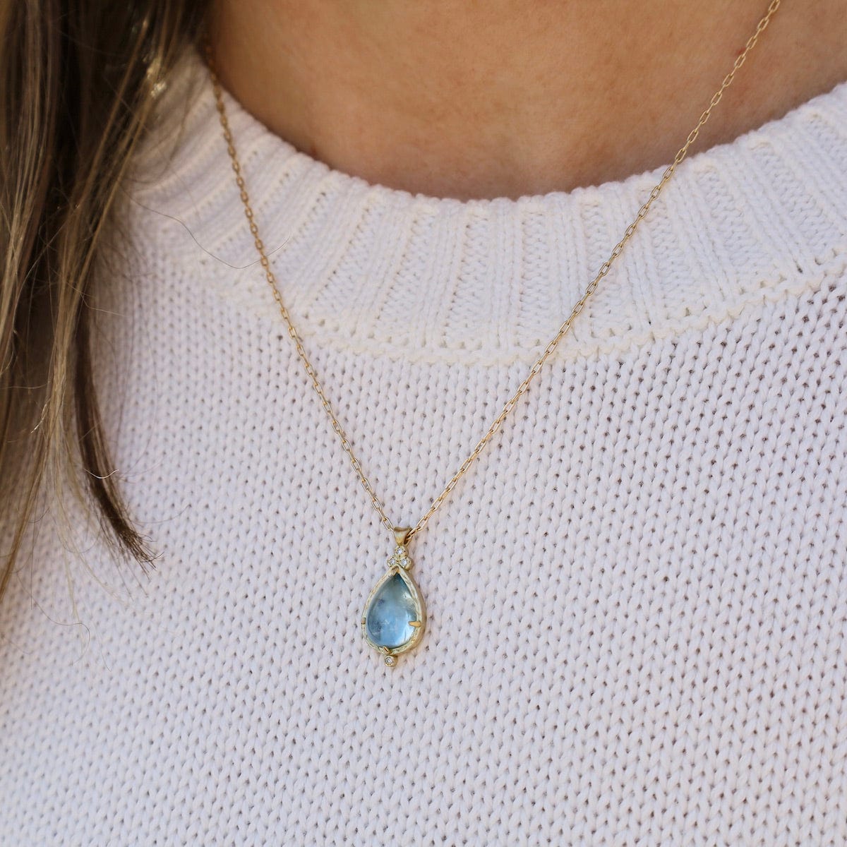 NKL-18K Aquamarine Pear Drop Pendant