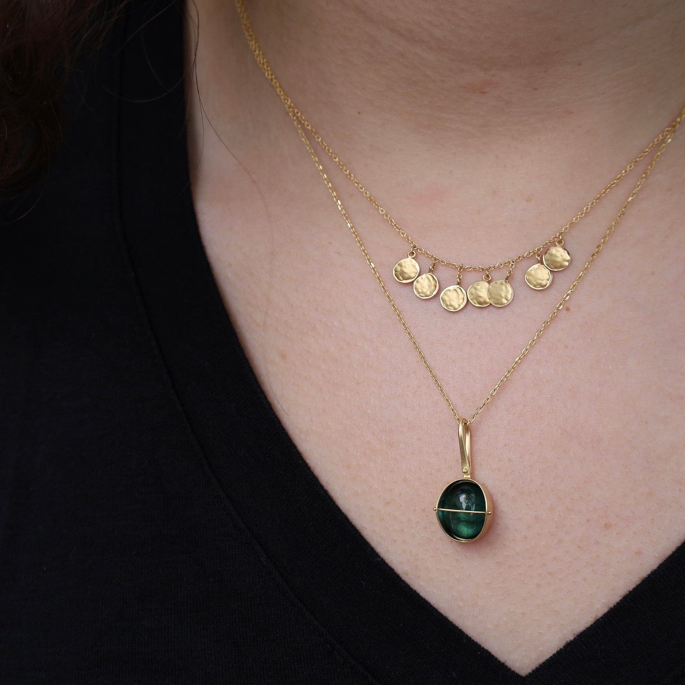 NKL-18K Captured Blue-Green Tourmaline Necklace