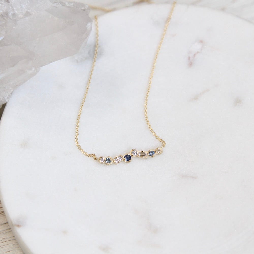 
                      
                        NKL-18K Cascade Diamond And Blue Sapphire Bar Necklace
                      
                    